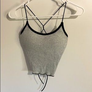 Backless Camis Spaghetti Strap, Grey, Size S